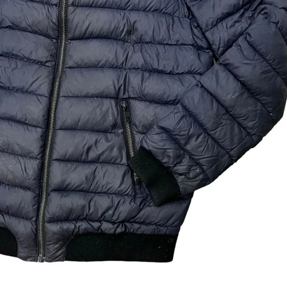 Soia & Kyo Navy Feather Fown Puffer Bomber Jacket M - Picture 2 of 4